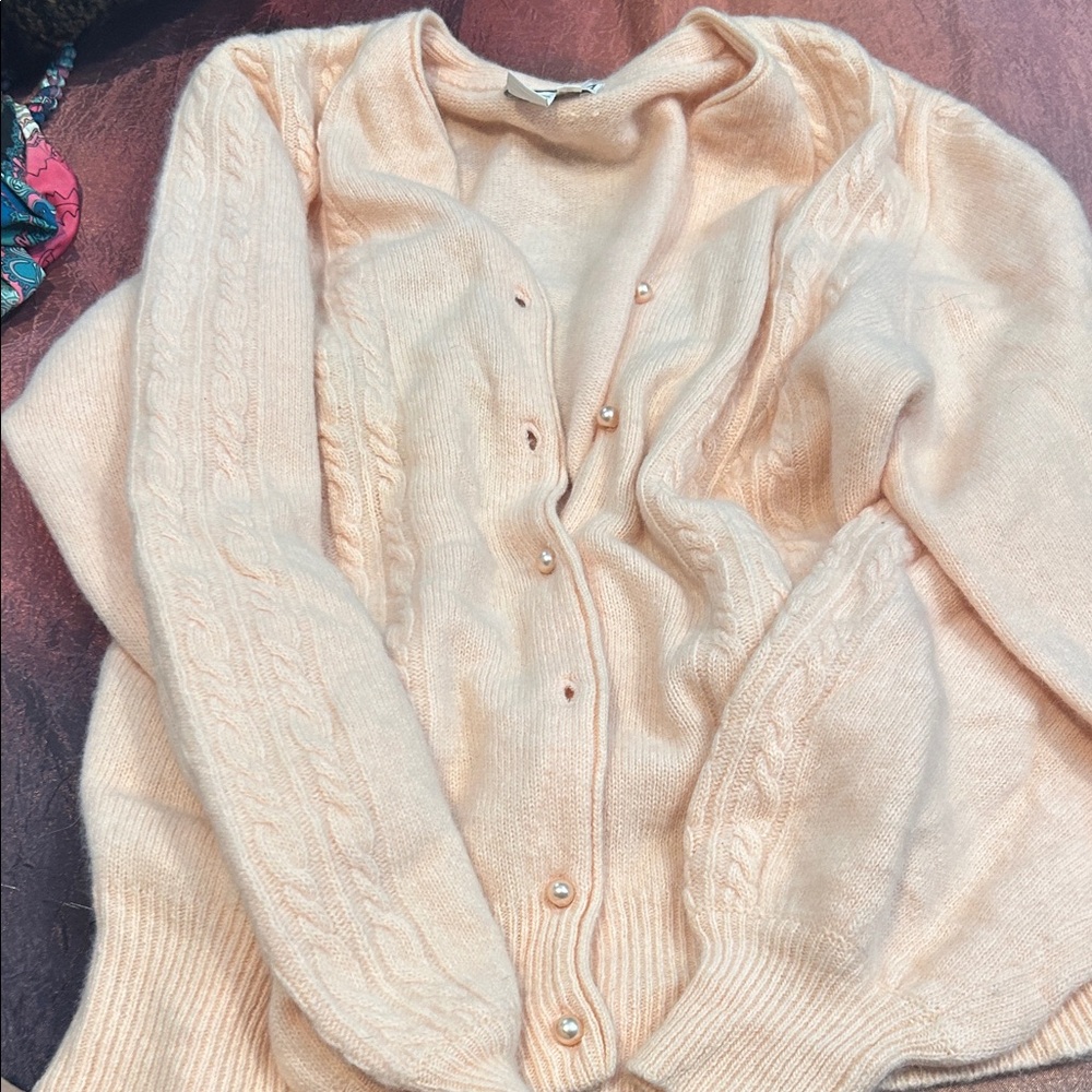 70 % lambswool 20 % angora Chic pinky Peach Cable Knit Women's‎ Cardigan